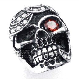 Röd Zirkon Titan Skalle Ring