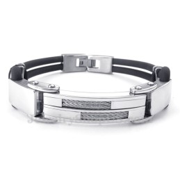 Silversvarta Titanarmband Med Trådläder