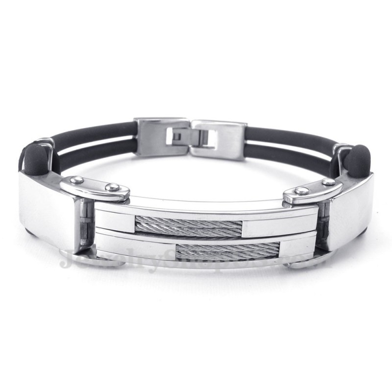 Silversvarta Titanarmband Med Trådläder Silversvarta Titanarmband Med Trådläder
