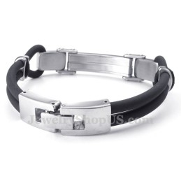 Silversvarta Titanarmband Med Trådläder