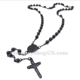 Svart Färg Titan Jesus Hänge Halsband