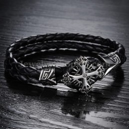 Personligt Stickat Titanläderarmband För Män C869
