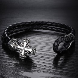 Personligt Stickat Titanläderarmband För Män C869