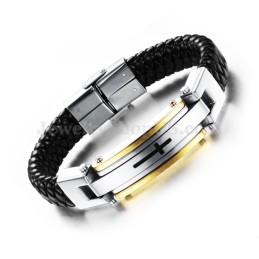 Herrarmband Med Kors I Titanläder C916
