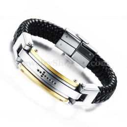Herrarmband I Titanläder Med Kors C918