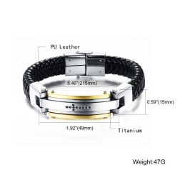 Herrarmband I Titanläder Med Kors C918