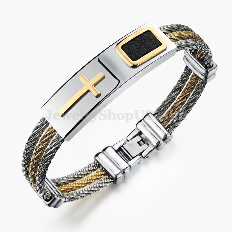 Herrarmband Med Titanguldkors C785