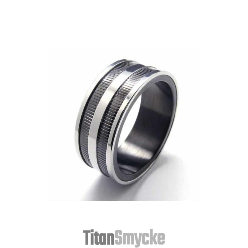 Tvåspårad 8 Mm Svart Titanring Tvåspårad 8 Mm Svart Titanring