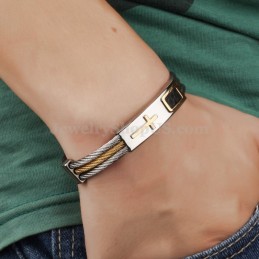 Herrarmband Med Titanguldkors C785