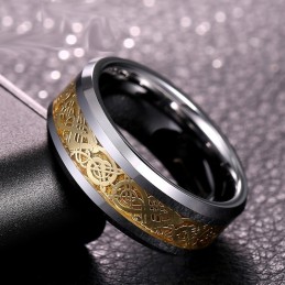 Herrmode Personlighet Volframringar Med Drakmönster