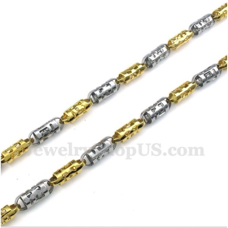 Herrhalsband Med Ihåligt Cylinderformat Titanguld Herrhalsband Med Ihåligt Cylinderformat Titanguld