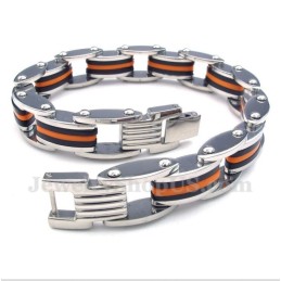 Herrarmband I Titan, Orangesvart Gummi