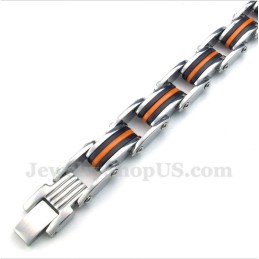 Herrarmband I Titan, Orangesvart Gummi