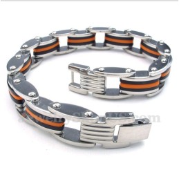 Herrarmband I Titan, Orangesvart Gummi