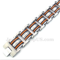 Herrarmband I Titan, Orangesvart Gummi
