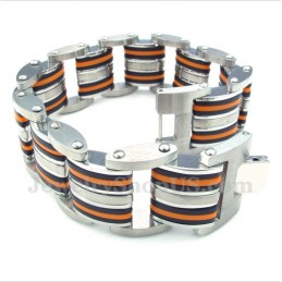 Herrarmband I Titan, Orangesvart Gummi