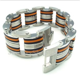 Herrarmband I Titan, Orangesvart Gummi