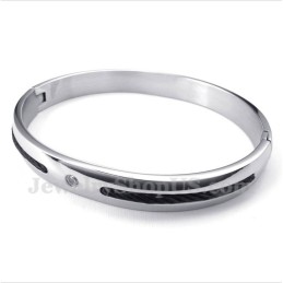 Herrarmband Med Svart Diamantkabel I Titan
