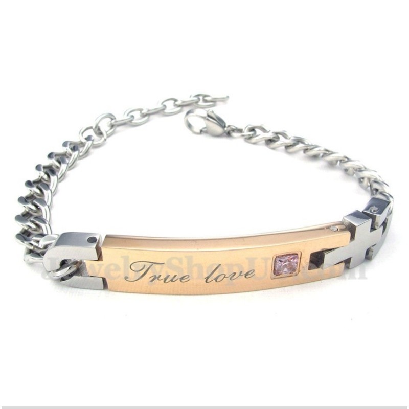 Damarmband Med Titan Och Diamanter För Par Damarmband Med Titan Och Diamanter För Par