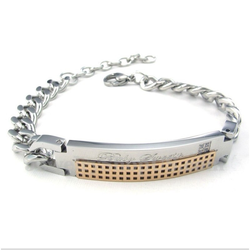 Damarmband Med Titan Och Diamanter För Par Damarmband Med Titan Och Diamanter För Par