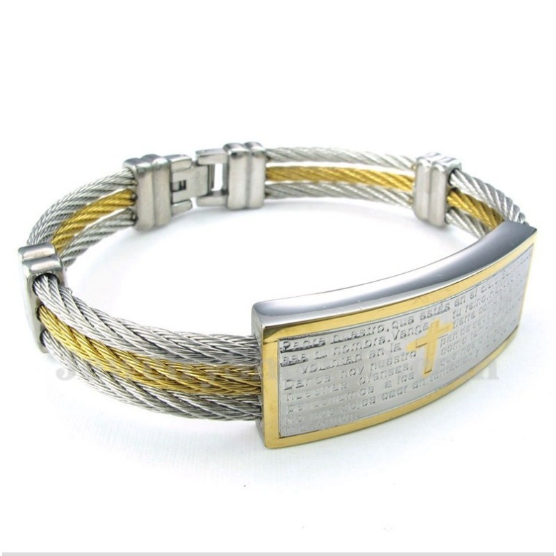 Herrarmband Med Titankabel Och Bibelverser Herrarmband Med Titankabel Och Bibelverser