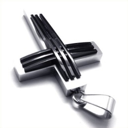 New Style Weave Cross Titanhänge (Svart)