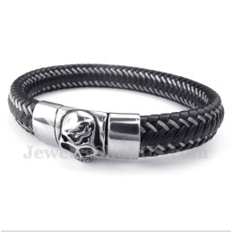 Herrarmband I Titansvart Läder Med Kabel