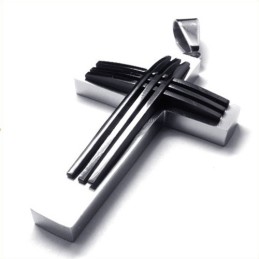 New Style Weave Cross Titanhänge (Svart)