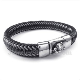 Herrarmband I Titansvart Läder Med Kabel