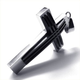New Style Weave Cross Titanhänge (Svart)