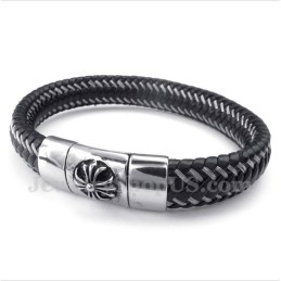 Herrarmband I Titansvart Läder Med Kabel