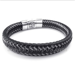 Herrarmband I Titansvart Läder Med Kabel