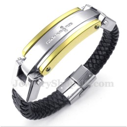 Herrarmband Med Titan Och Diamantkors I Läder