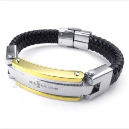 Herrarmband Med Titan Och Diamantkors I Läder