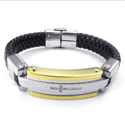 Herrarmband Med Titan Och Diamantkors I Läder