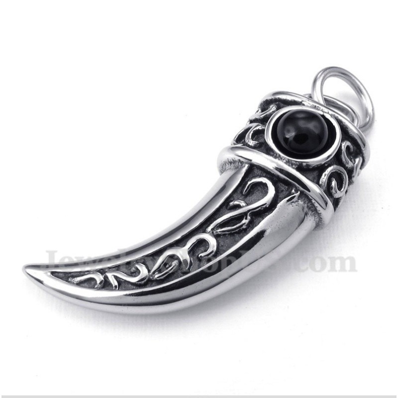 Herrhänge I Titangjuten Horn Med Svart Zirkon Och Fri Kedja Herrhänge I Titangjuten Horn Med Svart Zirkon Och Fri Kedja