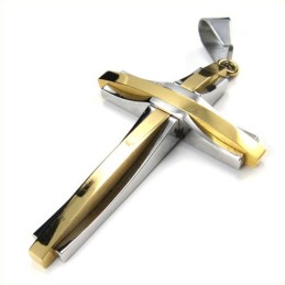 Moderiktigt Ripple Cross Titanhänge (Guldfärgat)