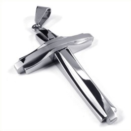 Moderiktigt Ripple Cross Titanhänge (Silver)