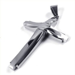 Moderiktigt Ripple Cross Titanhänge (Silver)