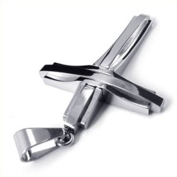 Moderiktigt Ripple Cross Titanhänge (Silver)