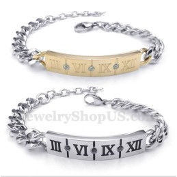 Diamantarmband Med Romerska Siffror I Titan För Par (Ett Par)