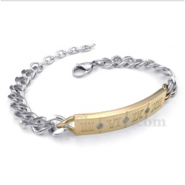 Diamantarmband Med Romerska Siffror I Titan För Par (Ett Par)