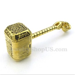 Herrhänge I Titanguld Med Thor'S Hammer Och Fri Kedja