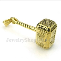 Herrhänge I Titanguld Med Thor'S Hammer Och Fri Kedja