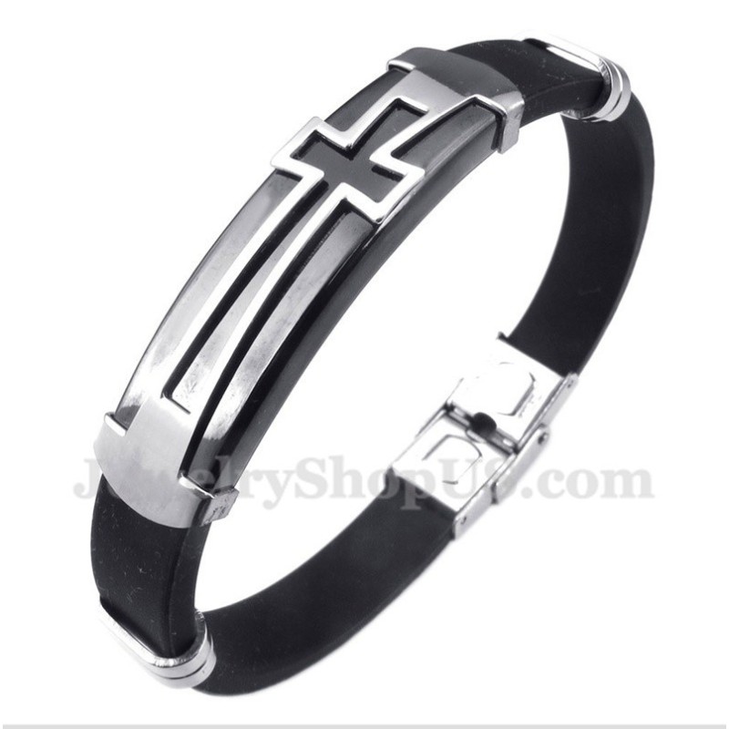 Herrarmband I Titangummi Med Kors Herrarmband I Titangummi Med Kors