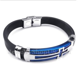 Herrarmband I Titangummi Med Kors
