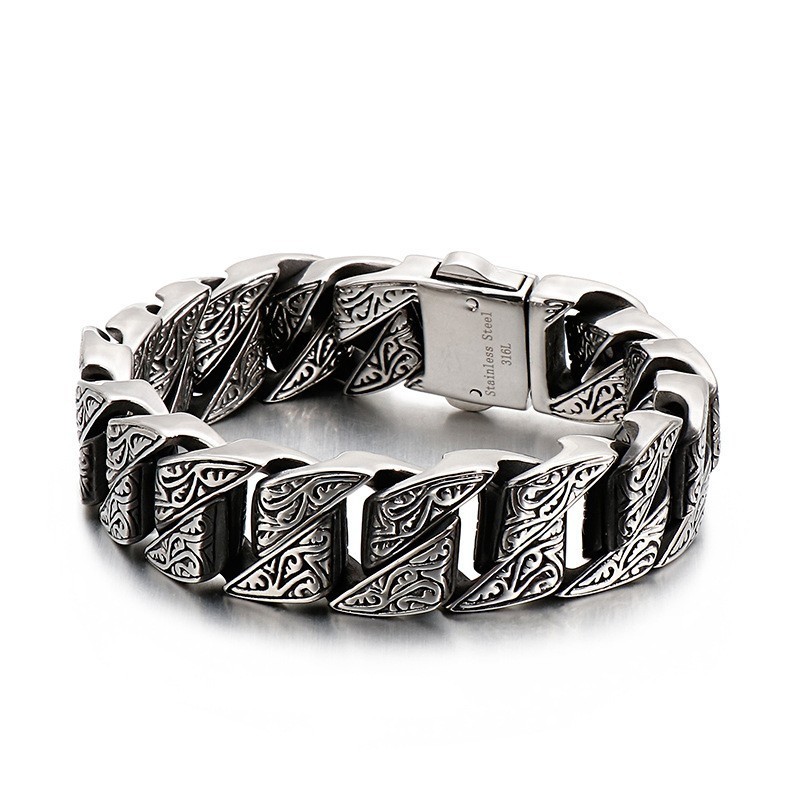 Coolt Personlighet Retro Blommigt Titanarmband För Män Coolt Personlighet Retro Blommigt Titanarmband För Män