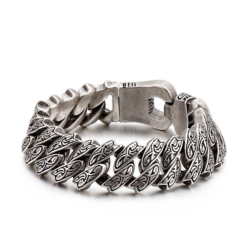 Coolt Personlighet Retro Blommigt Titanarmband För Män Coolt Personlighet Retro Blommigt Titanarmband För Män