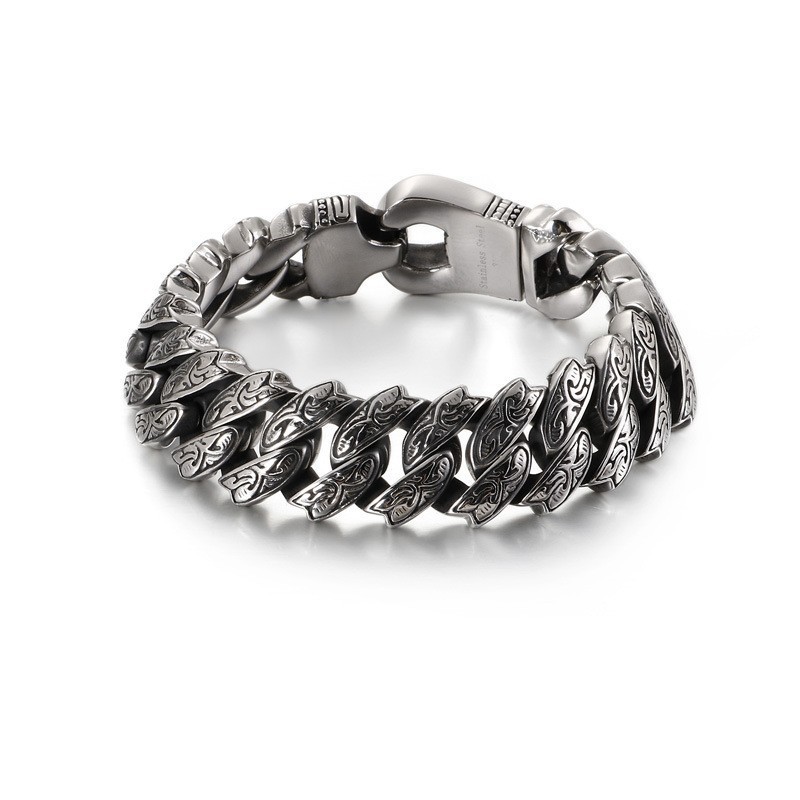 Coolt Personlighet Retro Blommigt Titanarmband För Män Coolt Personlighet Retro Blommigt Titanarmband För Män