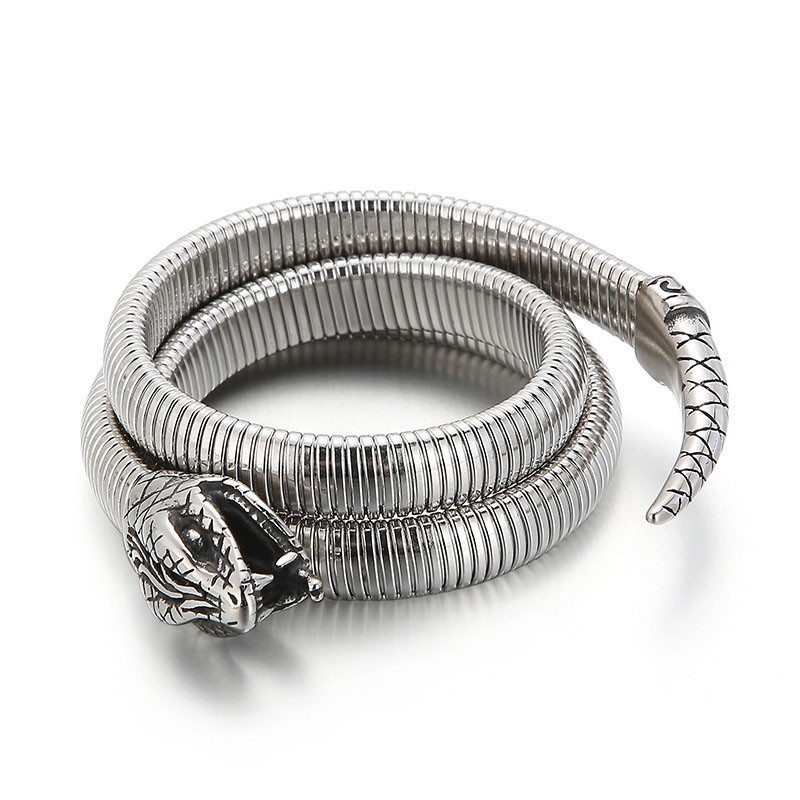 Moderiktigt Titanarmband Med Flera Öglor Och Ormliknande Öppning För Män Moderiktigt Titanarmband Med Flera Öglor Och Ormliknande Öppning För Män